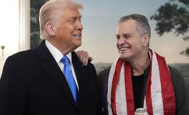 President Donald Trump, accompanied by Marc Fogel, speaks in the Diplomatic Reception Room at the White House, Tuesday, Feb. 11, 2025, in Washington. (Photo/Alex Brandon)