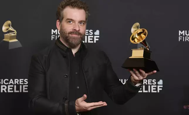Taylor Eigsti, winner of the award for best contemporary instrumental album for "Plot Armor" poses in the press room during the 67th annual Grammy Awards on Sunday, Feb. 2, 2025, in Los Angeles. (Photo by Richard Shotwell/Invision/AP)