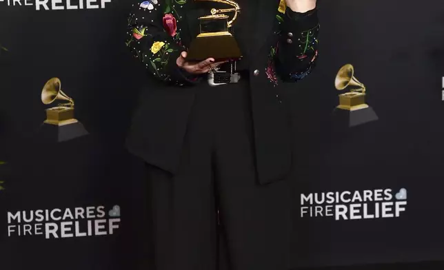 Melody Walker poses in the press room with the award for best American roots song for "American Dreaming" during the 67th annual Grammy Awards on Sunday, Feb. 2, 2025, in Los Angeles. (Photo by Richard Shotwell/Invision/AP)