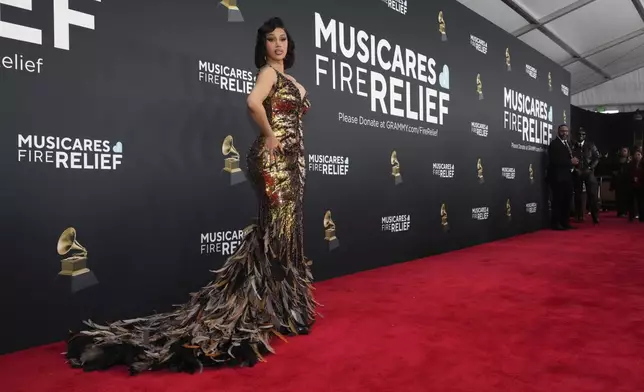 Cardi B arrives at the 67th annual Grammy Awards on Sunday, Feb. 2, 2025, in Los Angeles. (Photo by Jordan Strauss/Invision/AP)