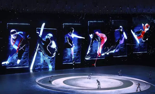 A general view of performers during the closing ceremony of the Asian Games in Harbin, China, Friday, Feb. 14, 2025. (Hannah Mckay, Pool Photo via AP)