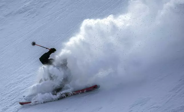 Ruka Ito of Japan crash lands during the Men's Freeski Big Air Final at the 9th Asian Winter Games in Yabuli in northeast China's Heilongjiang province on Wednesday, Feb. 12, 2025. (AP Photo/Andy Wong)