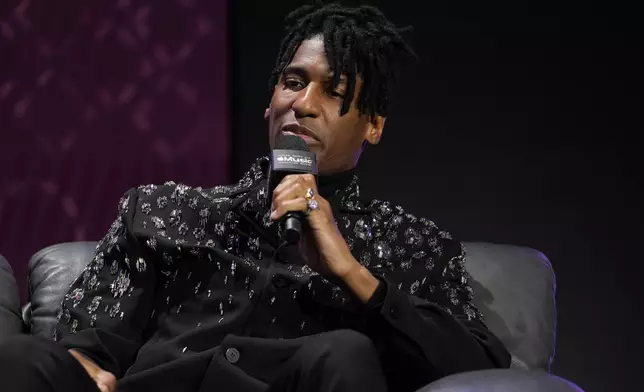 Super Bowl LIX Pregame performer Jon Batiste speaks during a news conference, Thursday, Feb. 6, 2025, in New Orleans ahead of the NFL Super Bowl 59 football game between the Philadelphia Eagles and the Kansas City Chiefs. (AP Photo/Matt York)