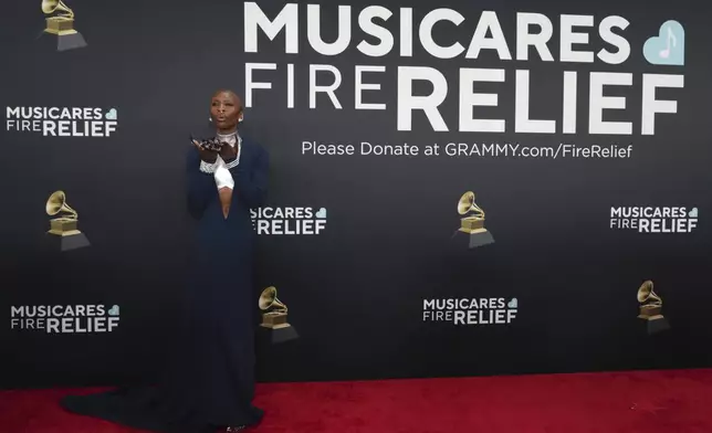 Cynthia Erivo arrives at the 67th annual Grammy Awards on Sunday, Feb. 2, 2025, in Los Angeles. (Photo by Jordan Strauss/Invision/AP)