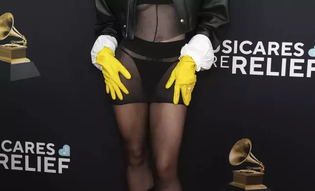 Julia Fox arrives at the 67th annual Grammy Awards on Sunday, Feb. 2, 2025, in Los Angeles. (Photo by Jordan Strauss/Invision/AP)