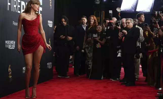 Taylor Swift arrives at the 67th annual Grammy Awards on Sunday, Feb. 2, 2025, in Los Angeles. (Photo by Jordan Strauss/Invision/AP)