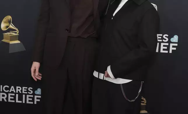 Finneas, left, and Billie Eilish arrive at the 67th annual Grammy Awards on Sunday, Feb. 2, 2025, in Los Angeles. (Photo by Jordan Strauss/Invision/AP)