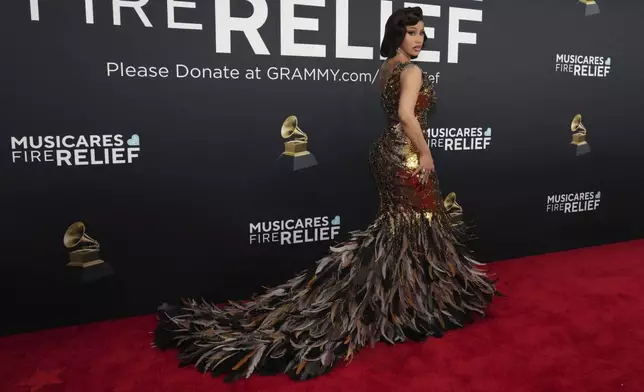 Cardi B arrives at the 67th annual Grammy Awards on Sunday, Feb. 2, 2025, in Los Angeles. (Photo by Jordan Strauss/Invision/AP)