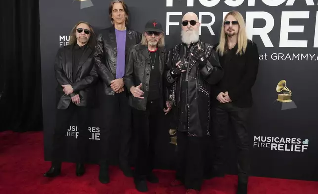 Judas Priest arrives at the 67th annual Grammy Awards on Sunday, Feb. 2, 2025, in Los Angeles. (Photo by Jordan Strauss/Invision/AP)