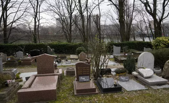 The pet cemetery of Asnieres-sur-Seine, west of Paris, Friday, Feb. 21, 2025. (AP Photo/Michel Euler)
