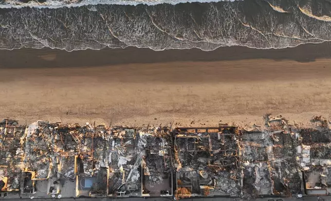 FILE - An aerial view shows the devastation by the Palisades Fire Thursday, Jan. 16, 2025 in Malibu, Calif. (AP Photo/Jae C. Hong, File)
