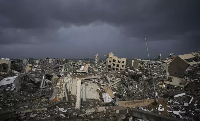 A view of the destruction caused by the Israeli air and ground offensive in Jabaliya, Gaza Strip, Thursday, Feb. 6, 2025. (AP Photo/Abdel Kareem Hana)