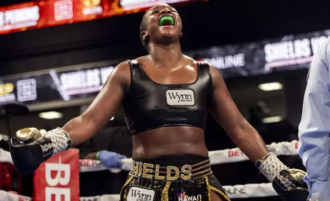 Claressa Shields captures the undisputed heavyweight title with a unanimous decision victory over Danielle Perkins on Sunday, Feb. 2, 2025 at Dort Financial Center in Flint. (Jake May/The Flint Journal via AP)