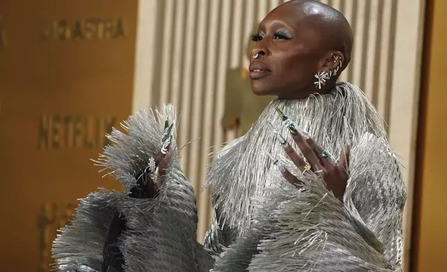 Cynthia Erivo arrives at the 31st annual Screen Actors Guild Awards on Sunday, Feb. 23, 2025, at the Shrine Auditorium in Los Angeles. (Photo by Jordan Strauss/Invision/AP)