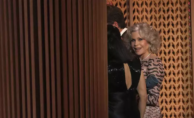 Jane Fonda walks off stage after accepting the lifetime achievement award during the 31st annual Screen Actors Guild Awards on Sunday, Feb. 23, 2025, at the Shrine Auditorium in Los Angeles. (AP Photo/Chris Pizzello)