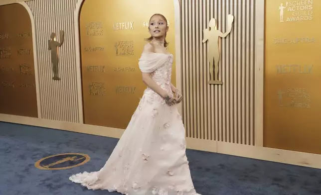 Ariana Grande arrives at the 31st annual Screen Actors Guild Awards on Sunday, Feb. 23, 2025, at the Shrine Auditorium in Los Angeles. (Photo by Jordan Strauss/Invision/AP)