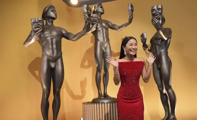 Anna Sawai arrives at the 31st annual Screen Actors Guild Awards on Sunday, Feb. 23, 2025, at the Shrine Auditorium in Los Angeles. (AP Photo/Chris Pizzello)