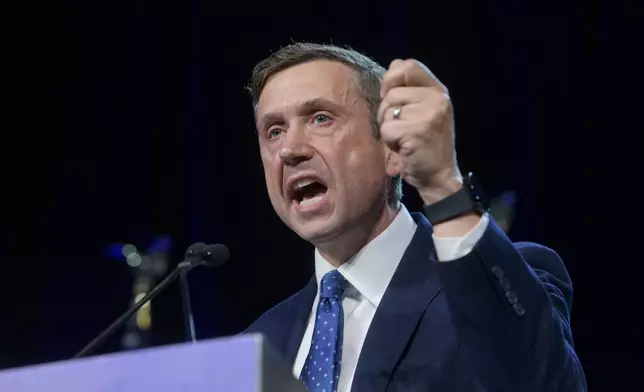 FILE - Newly elected Democratic National Committee Chairman Ken Martin speaks after winning the vote at the Democratic National Committee Winter Meeting in National Harbor, Md., Feb. 1, 2025. (AP Photo/Rod Lamkey, Jr., File)