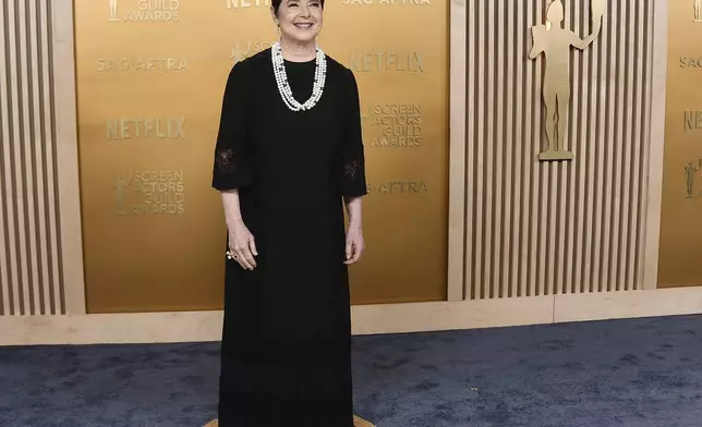 Isabella Rossellini arrives at the 31st annual Screen Actors Guild Awards on Sunday, Feb. 23, 2025, at the Shrine Auditorium in Los Angeles. (Photo by Richard Shotwell/Invision/AP)