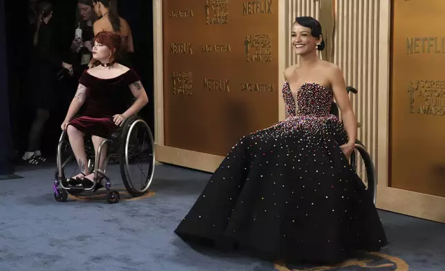 Lauren Brooks, left, and Marissa Bode arrive at the 31st annual Screen Actors Guild Awards on Sunday, Feb. 23, 2025, at the Shrine Auditorium in Los Angeles. (Photo by Jordan Strauss/Invision/AP)