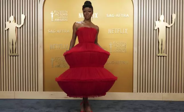 Danielle Deadwyler arrives at the 31st annual Screen Actors Guild Awards on Sunday, Feb. 23, 2025, at the Shrine Auditorium in Los Angeles. (Photo by Jordan Strauss/Invision/AP)