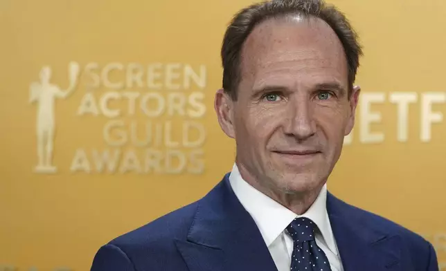 Ralph Fiennes arrives at the 31st annual Screen Actors Guild Awards on Sunday, Feb. 23, 2025, at the Shrine Auditorium in Los Angeles. (Photo by Jordan Strauss/Invision/AP)