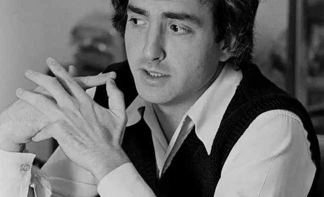FILE - Lorne Michaels, producer of NBC's "Saturday Night Live," speaks in his office in New York, Nov. 23, 1977. (AP Photo/Marty Reichenthal, File)