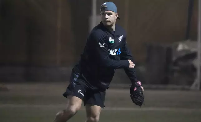New Zealand's Glenn Phillips attends a training session, in Lahore, Pakistan, Thursday, Feb. 6, 2025. (AP Photo/K.M Chaudary)