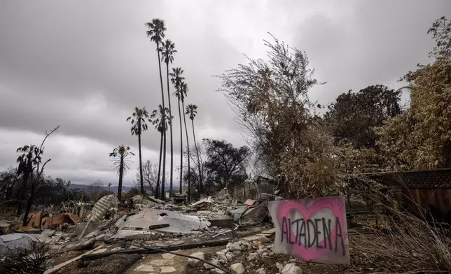 FILE - A property burned by the Eaton Fire is seen Thursday, Feb. 6, 2025, in Altadena, Calif. (AP Photo/Ethan Swope, File)