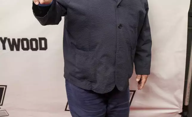 Team Blue coach actor Danny DeVito arrives during the Skate for LA Strong celebrity hockey game, Sunday, Feb. 23, 2025, in Los Angeles. (AP Photo/Eric Thayer)