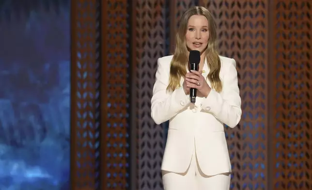 Host Kristen Bell speaks during the 31st annual Screen Actors Guild Awards on Sunday, Feb. 23, 2025, at the Shrine Auditorium in Los Angeles. (AP Photo/Chris Pizzello)
