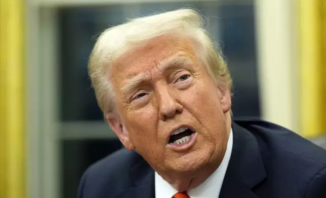 President Donald Trump speaks with reporters as he signs executive orders in the Oval Office at the White House, Monday, Feb. 10, 2025, in Washington. (Photo/Alex Brandon)