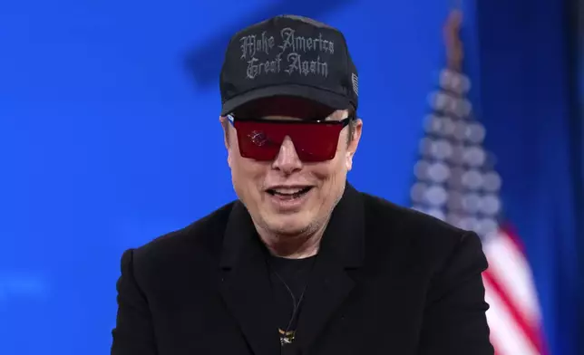 Elon Musk speaks at the Conservative Political Action Conference, CPAC, at the Gaylord National Resort &amp; Convention Center, Thursday, Feb. 20, 2025, in Oxon Hill, Md. (AP Photo/Jose Luis Magana)