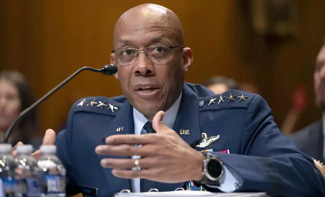 FILE - Chairman of the Joint Chiefs of Staff Air Force Gen. CQ Brown, speaks during a hearing, May 8, 2024, in Washington. (AP Photo/Mark Schiefelbein, File)