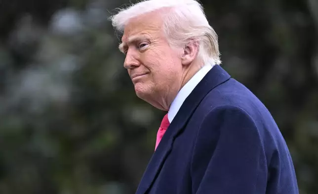 President Donald Trump arrives at the White House after speaking at the Conservative Political Action Conference, CPAC, Saturday, Feb. 22, 2025, in Washington. (AP Photo/John McDonnell)