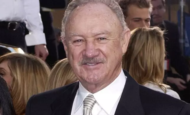 FILE - This Jan. 19, 2003 file photo shows actor Gene Hackman at the 60th Annual Golden Globe Awards in Beverly Hills, Calif. (AP Photo/Mark J. Terrill, file)