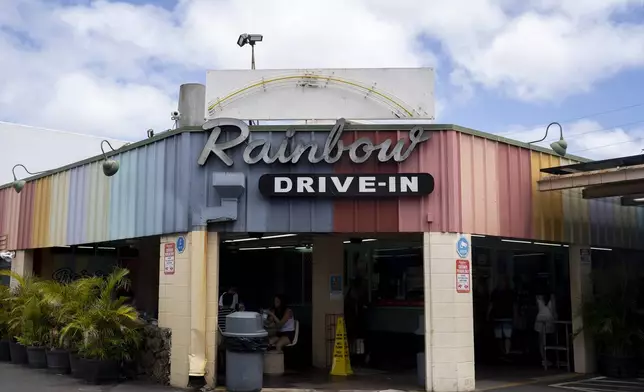 The Rainbow Drive-In, a popular local eatery in Honolulu, is seen on Thursday, Aug. 22, 2024, in Honolulu, Hawaii. (AP Photo/Mengshin Lin)