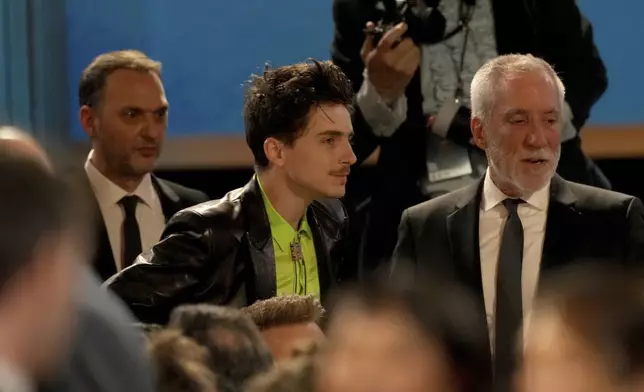 Timothee Chalamet in the audience during the 31st annual Screen Actors Guild Awards on Sunday, Feb. 23, 2025, at the Shrine Auditorium in Los Angeles. (AP Photo/Chris Pizzello)