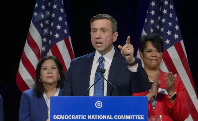 DNC chair candidate Ken Martin speaks at the Democratic National Committee Winter Meeting at the Gaylord National Resort and Convention Center in National Harbor, Md., Saturday, Feb. 1, 2025. (AP Photo/Rod Lamkey, Jr.)