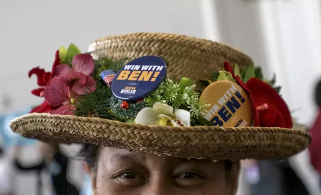 DNC member Juanita Kawamoto, of Hawaii, poses for a portrait at the Democratic National Committee Winter Meeting at the Gaylord National Resort and Convention Center in National Harbor, Md., Saturday, Feb. 1, 2025. (AP Photo/Rod Lamkey, Jr.)