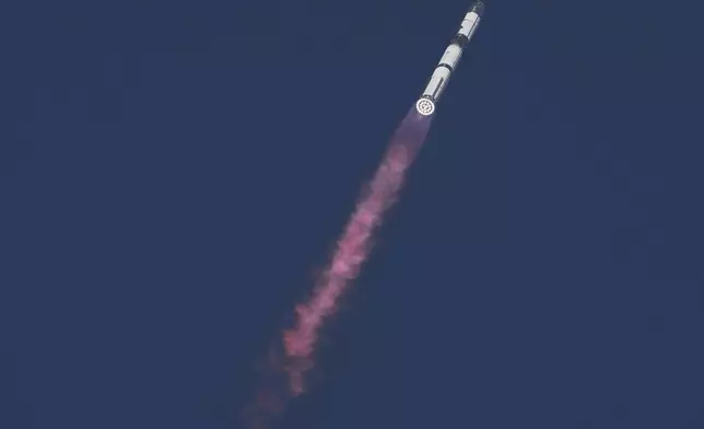 SpaceX's mega rocket Starship makes a test flight from Starbase in Boca Chica, Texas, Thursday, March 6, 2025. (AP Photo/Eric Gay)
