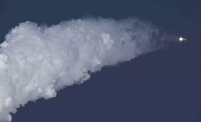 SpaceX's mega rocket Starship makes a test flight from Starbase in Boca Chica, Texas, Thursday, March 6, 2025. (AP Photo/Eric Gay)