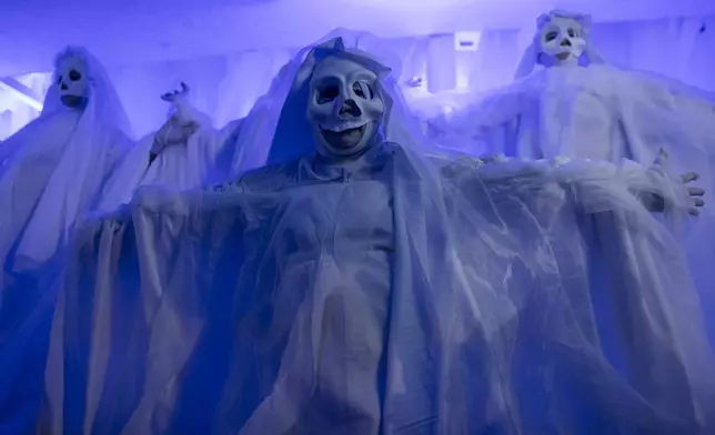 Performers from the Vila Isabel samba school dance during Carnival celebrations at the Sambadrome in Rio de Janeiro, early Tuesday, March 4, 2025. (AP Photo/Bruna Prado)