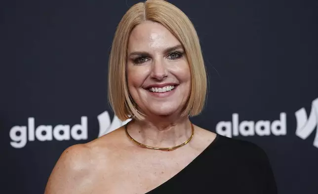 GLAAD President and CEO Sarah Kate Ellis arrives at the 36th annual GLAAD Media Awards on Thursday March 27, 2025, at the Beverly Hilton Hotel in Beverly Hills, Calif. (Photo by Jordan Strauss/Invision/AP)