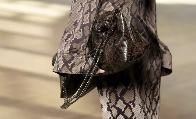 A model wears a creation as part of the Stella Mccartney Fall/Winter 2025-2026 Womenswear collection presented in Paris, Wednesday, March 5, 2025. (Photo by Scott A Garfitt/Invision/AP)