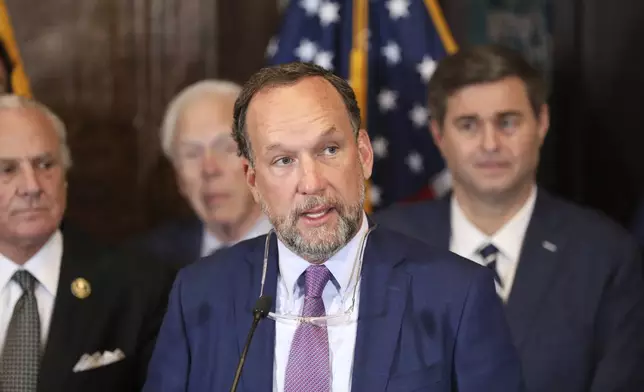 South Carolina House Ways and Means Chairman Bruce Bannister, R-Greenville, speaks during a news conference on tax cuts on Tuesday, March 25, 2025, in Columbia, S.C. (AP Photo/Jeffrey Collins)