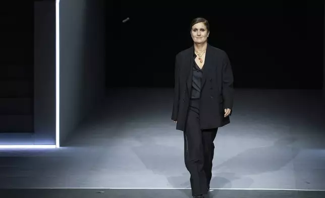 Italian fashion designer Maria Grazia Chiuri is photographed at the Dior Fall/Winter 2025-2026 Womenswear collection presented Tuesday, March 4, 2025. in Paris. (Photo by Scott A Garfitt/Invision/AP)
