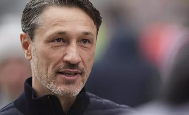 Dortmund's head coach Niko Kovac arrives for the the German Bundesliga soccer match between FC St. Pauli and Borussia Dortmund in Hamburg, Germany, Saturday, March 1, 2025. (Marcus Brandt/dpa via AP)