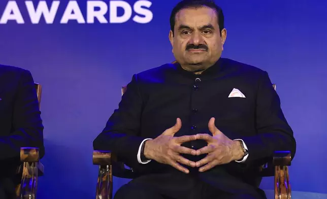 FILE - Gautam Adani, Indian billionaire and chairman of Adani Group, presides over the 51st Gems and Jewelry awards function in Jaipur, India, on Nov. 30, 2024. (AP Photo, File)