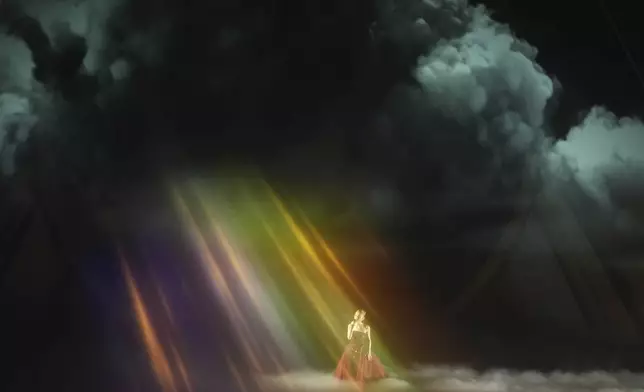 Ariana Grande performs during the Oscars on Sunday, March 2, 2025, at the Dolby Theatre in Los Angeles. (AP Photo/Chris Pizzello)